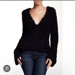 FREE PEOPLE Black Marshmallow Chunky Knit Sweater Large
